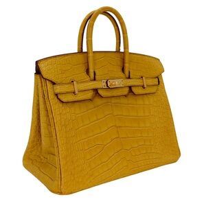 H Birkin 30 bag Jaune Ambre shiny embossed crocodile leather mimosa PREORDER GHW